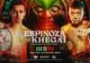 Rafael Espinoza defiende hoy su título mundial pluma ante Arnold Khegai